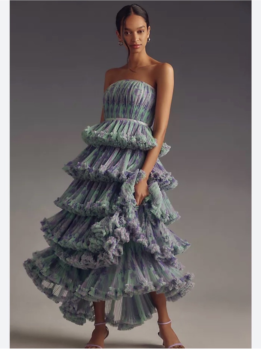 Hutch Giada Floral Strapless Tiered Gown | Size 2